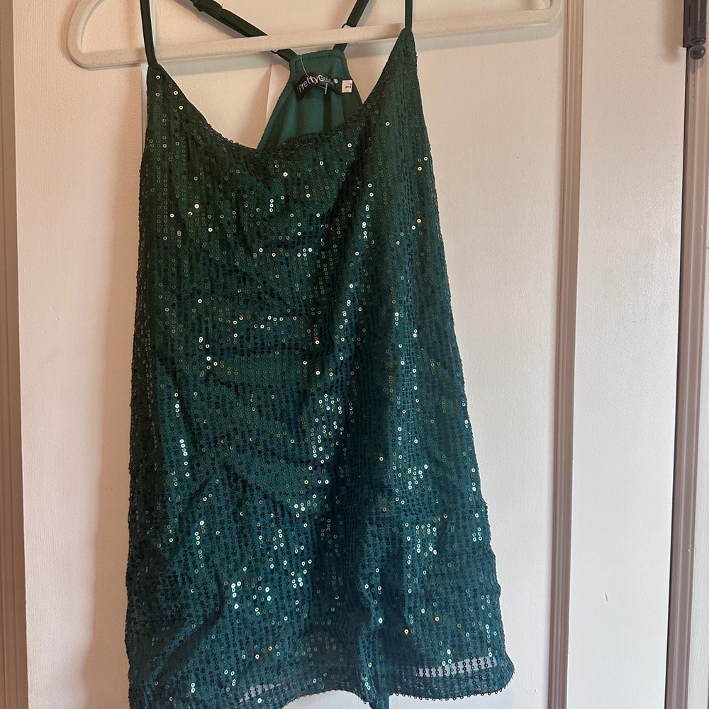 Sequin Halter Top in Green